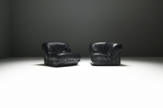 Image 1 of Stunning Patate Modular Sofa In Its Original Black Leather For Airborne - France