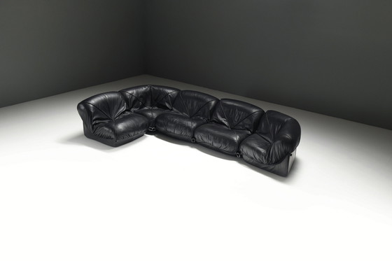 Image 1 of Stunning Patate Modular Sofa In Its Original Black Leather For Airborne - France