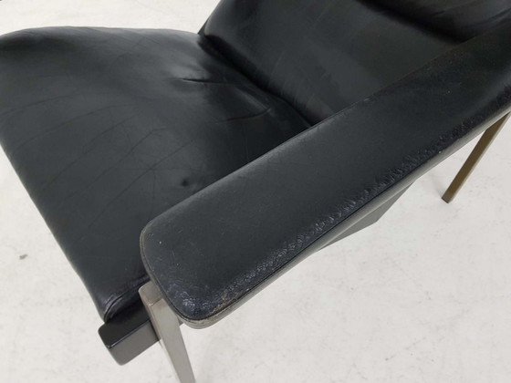 Image 1 of Rob Parry for Gelderland black leather lounge chair, The Nerherlands 1960's