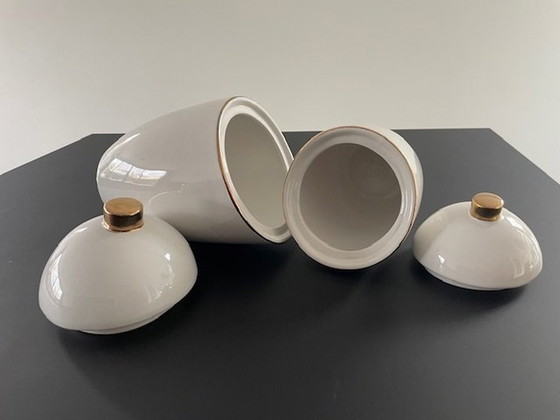 Image 1 of 2X Saturn Pot Hush Living White Ceramic (Large & Small Model)