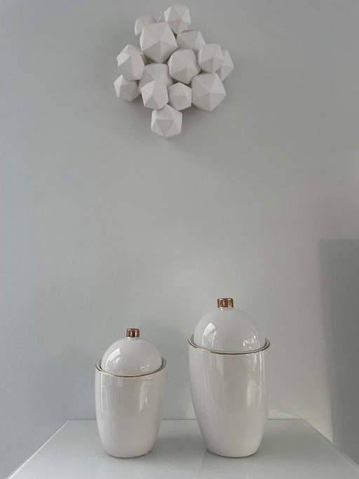 2X Saturn Pot Hush Living White Ceramic (Large & Small Model)