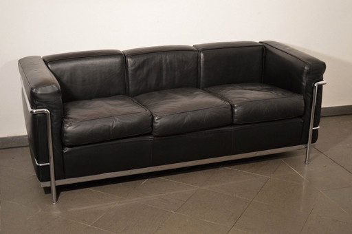 Cassina LC2 Le Corbusier 3-seater sofa black leather