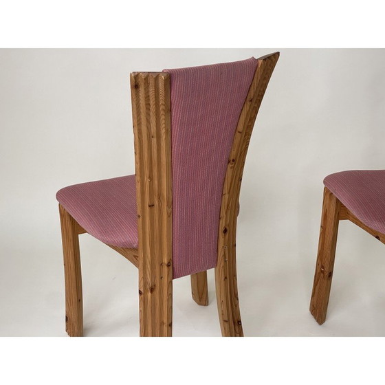 Image 1 of Set of 4 vintage dining chairs in pine and fabric, Denmark 1980