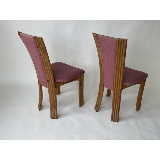 Image 1 of Set of 4 vintage dining chairs in pine and fabric, Denmark 1980