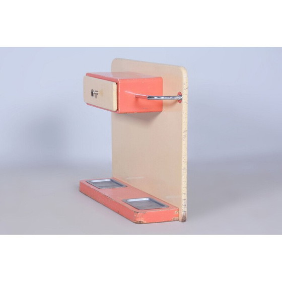 Image 1 of Parete da corridoio vintage Bauhaus in acciaio cromato e legno, Cecoslovacchia 1930