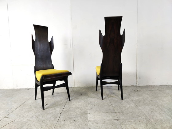 Image 1 of Mid century high back flame dining chairs