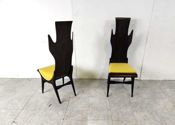 Image 1 of Mid century high back flame dining chairs