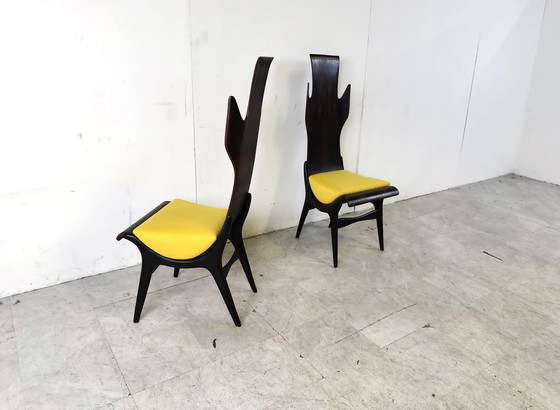 Image 1 of Mid century high back flame dining chairs