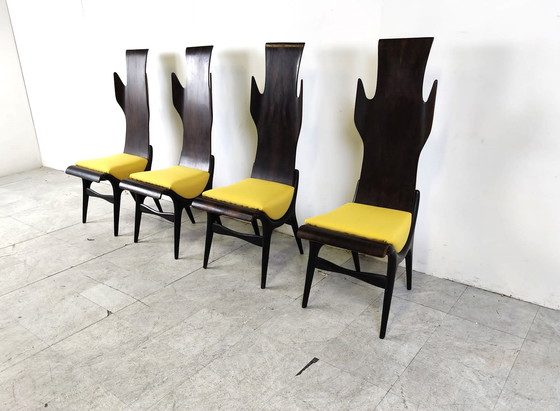 Image 1 of Mid century high back flame dining chairs