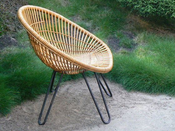 Image 1 of Rare Vintage Rattan Rohé Chair 50s/60s