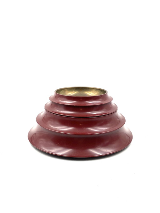 Sculptural Pagoda Shaped Stacked Brass Trays / Vide Poche, Angelo Mangiarotti Italy 1970S