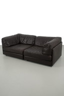 Vintage 2 places en cuir marron foncé