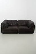 Vintage 2 places en cuir marron foncé