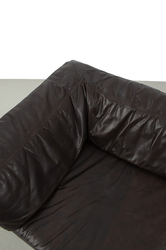 Image 1 of Vintage 2 places en cuir marron foncé