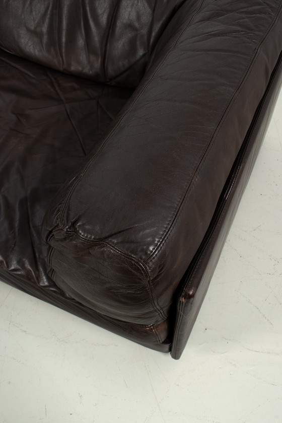 Image 1 of Vintage 2 places en cuir marron foncé