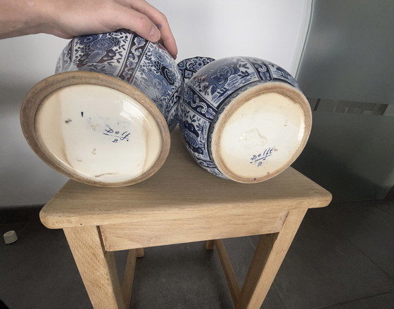 Image 1 of Set Of 2 Delft Vases