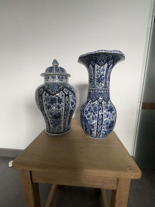 Set Of 2 Delft Vases