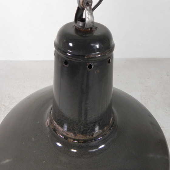 Image 1 of Industrial Pendant Lamp With Enameled Steel Shade