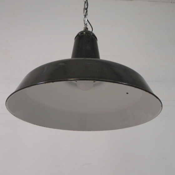 Image 1 of Industrial Pendant Lamp With Enameled Steel Shade