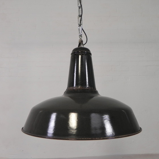 Image 1 of Industrial Pendant Lamp With Enameled Steel Shade