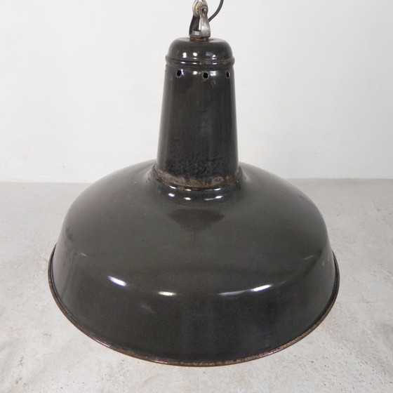 Image 1 of Industrial Pendant Lamp With Enameled Steel Shade