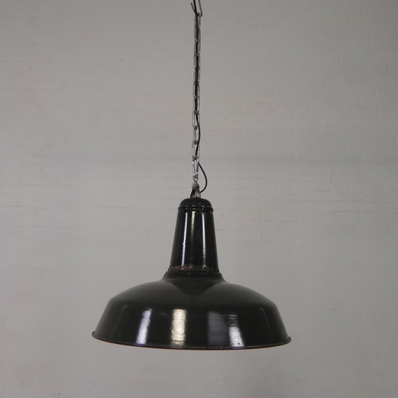 Image 1 of Industrial Pendant Lamp With Enameled Steel Shade