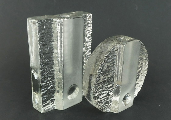 Image 1 of Set Of 2 Solifleur Block Vases Walther Glas 60S 70S Op Art Arrangement Vases