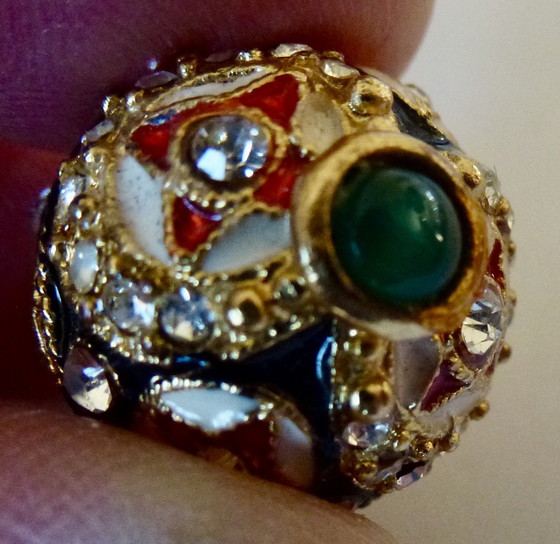 Image 1 of Ciondolo a forma di uovo Fabergé - Cristalli Swarovski - Placcato oro - Smalto cloisonné.