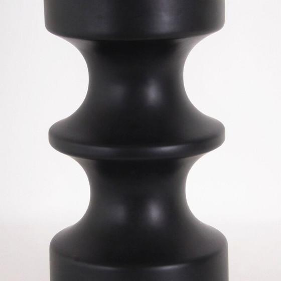 Image 1 of Vintage black ceramic "chess pawn" lamp, 1950