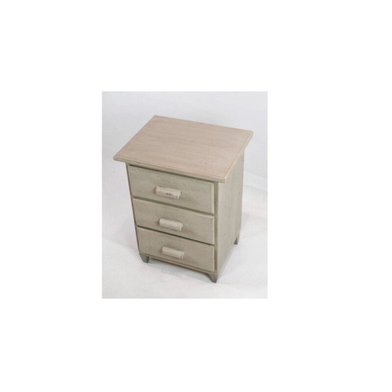 Image 1 of Vintage Gustavian gray-painted chest of drawers with 3 drawers, 1850s