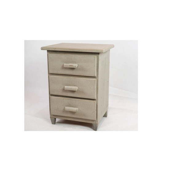 Image 1 of Vintage Gustavian gray-painted chest of drawers with 3 drawers, 1850s