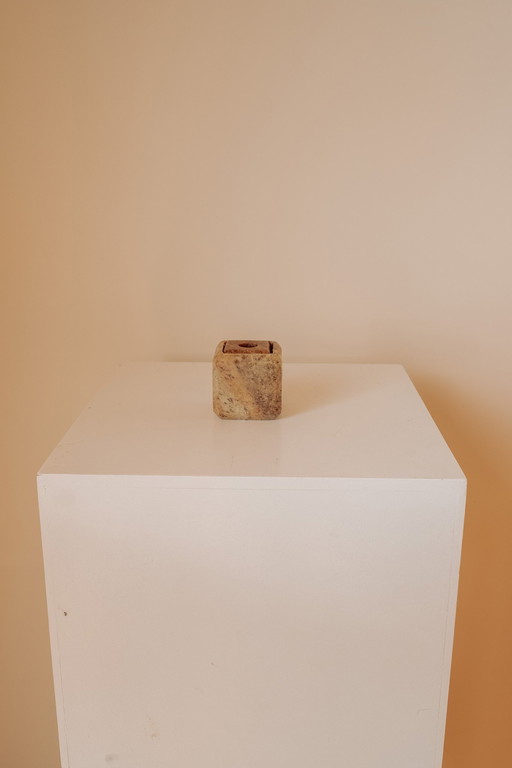 Vintage Natural Stone Cube Candlestick