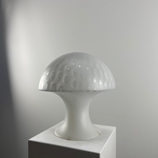 1 Of 2 Large Rare White Milk Glass Peill and Putzler Mushroom Table Lamp 1970