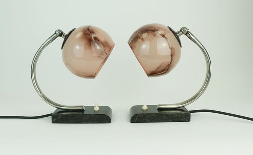 Pair Of 1930'S German Art Deco Bauhaus Table Lamps Bedside Lamps 