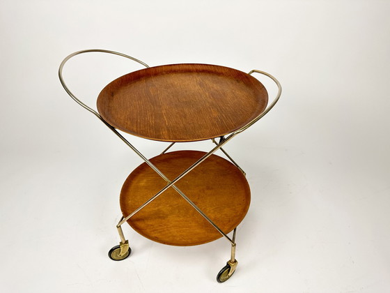 Image 1 of Mid Century 1950S Two Tray Serving / Butlers / Cocktail Trolley By Ary Sweden