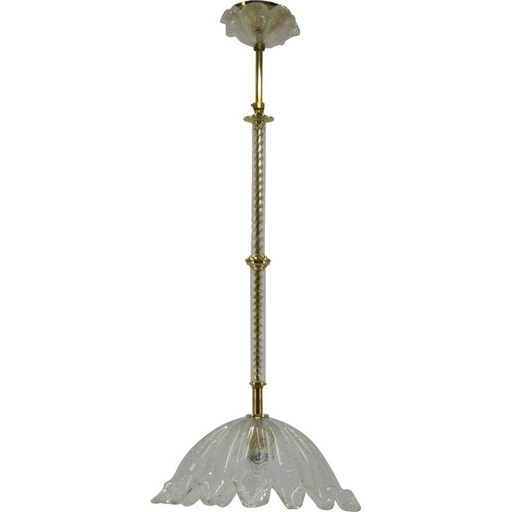 Vintage brass and glass pendant lamp, Italy 1970