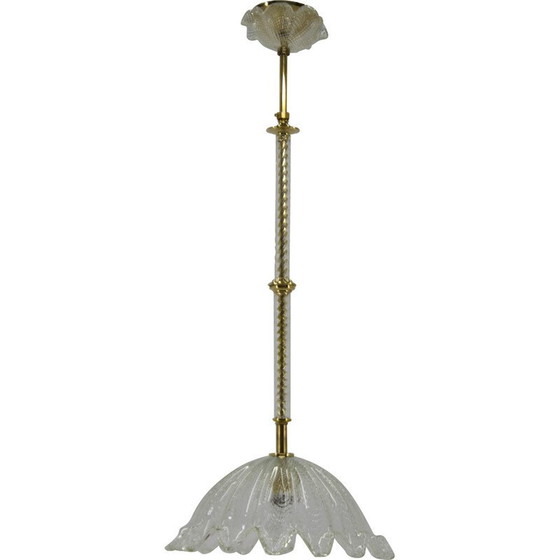 Image 1 of Vintage brass and glass pendant lamp, Italy 1970