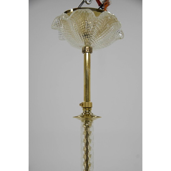Image 1 of Vintage brass and glass pendant lamp, Italy 1970