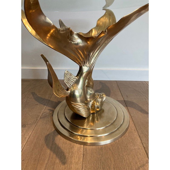 Image 1 of Vintage brass coffee table representing a fish, France 1970
