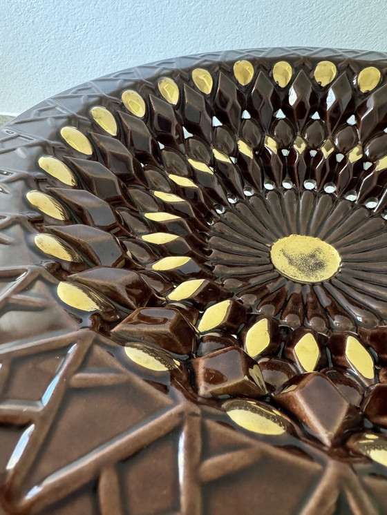 Image 1 of Large openwork ceramic dish Vallauris 60s