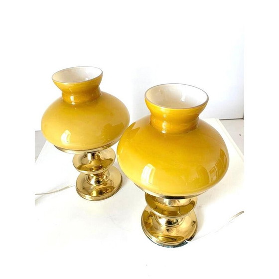 Image 1 of Pair of vintage brass table lamps, Italy 1930