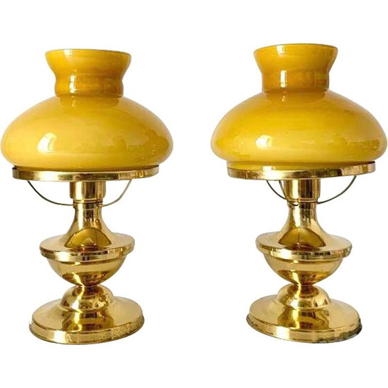 Image 1 of Pair of vintage brass table lamps, Italy 1930
