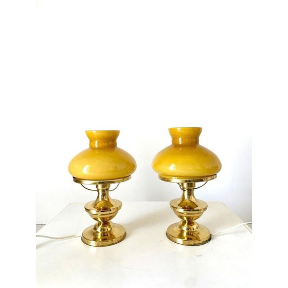 Image 1 of Pair of vintage brass table lamps, Italy 1930