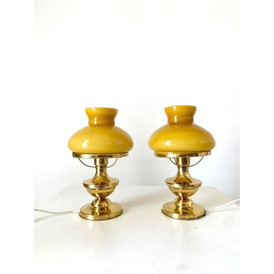 Image 1 of Pair of vintage brass table lamps, Italy 1930