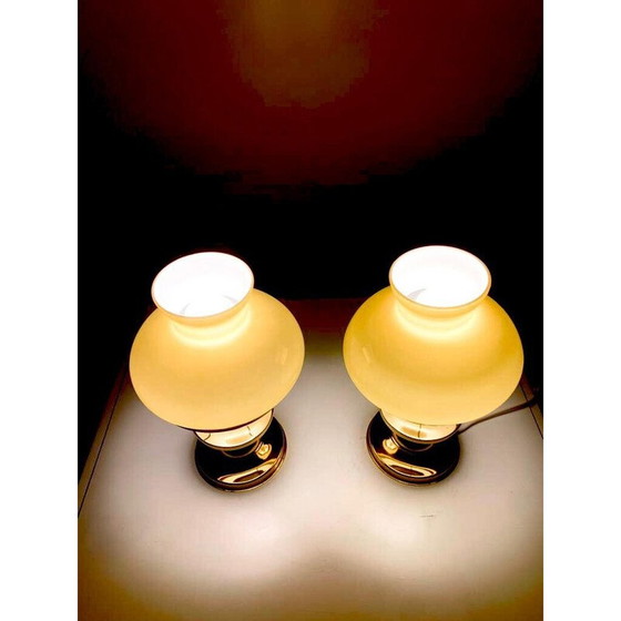 Image 1 of Pair of vintage brass table lamps, Italy 1930