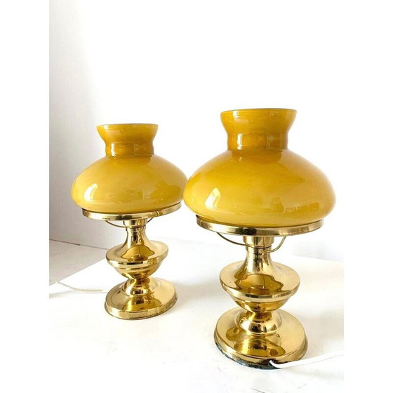 Image 1 of Pair of vintage brass table lamps, Italy 1930