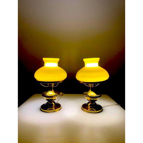 Image 1 of Pair of vintage brass table lamps, Italy 1930