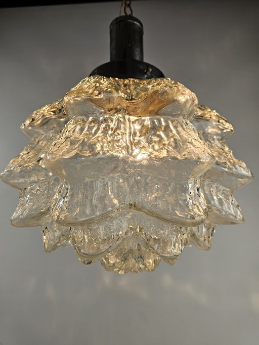 Glass Pendant Lamp 'Fjaerkost' Artichoke