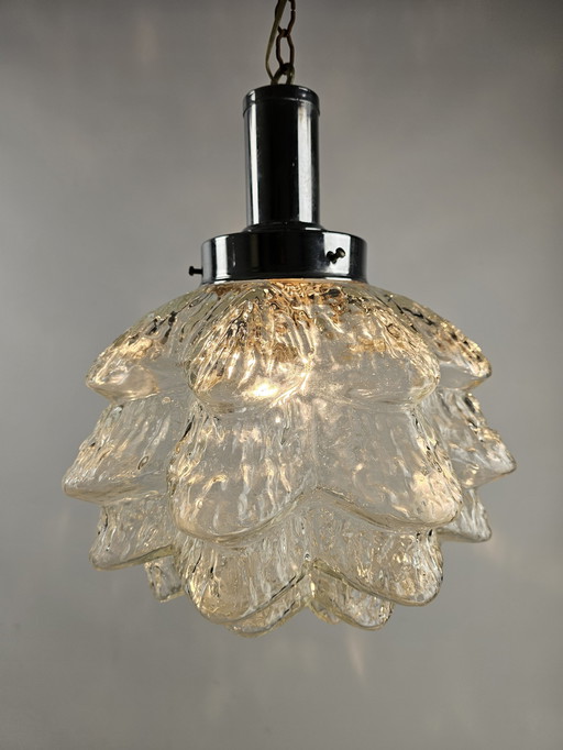 Glass Pendant Lamp 'Fjaerkost' Artichoke