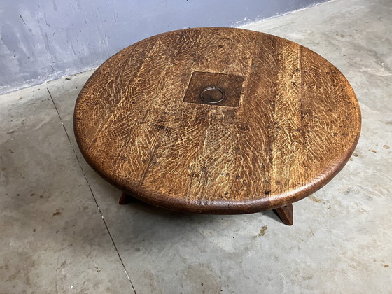 Image 1 of Rustic Brutalist Oak Coffee Table